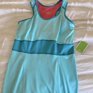 Light blue turquoise stretchy sleeveless racer back tennis dress